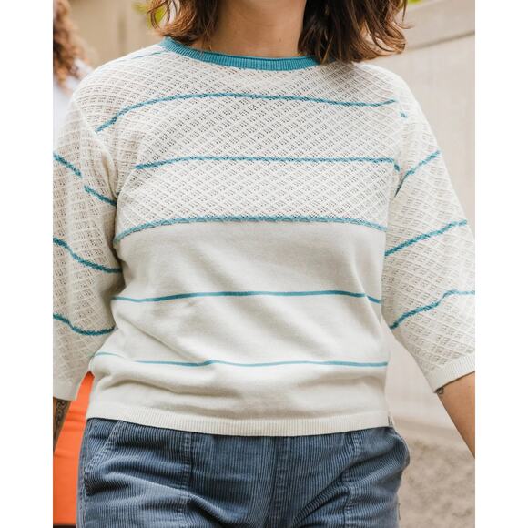 NWT Passenger Clothing Migrate Organic Knitted Jumper Sweater Blue Stripe XL - Picture 6 of 12